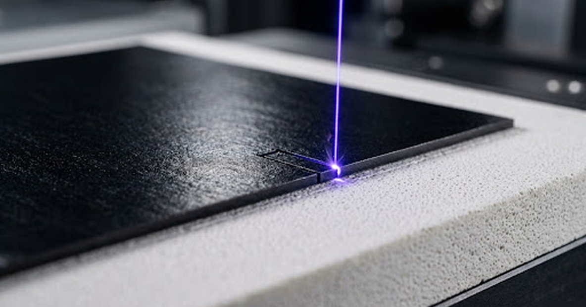 Graphene thermal pad sample cut by UV nanosecond laser with clean burr-free edge
