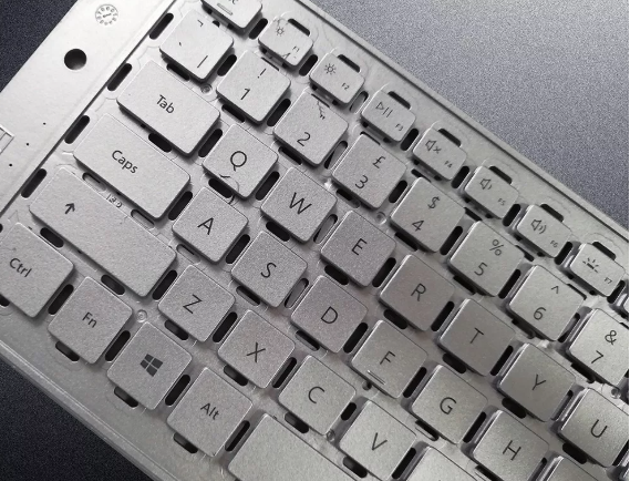 laser engraving of letters on the keyboard