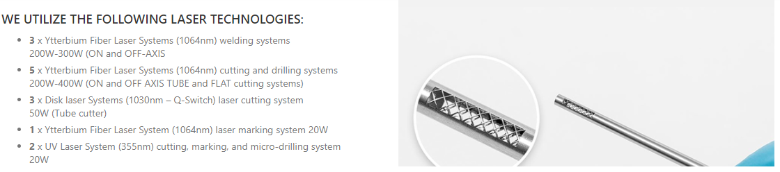 Femtosecond laser cut metal medical tubing