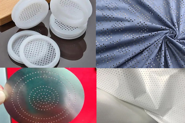 Laser drilling technology for fabrics, plastics, bamboo, wood, films and other materials