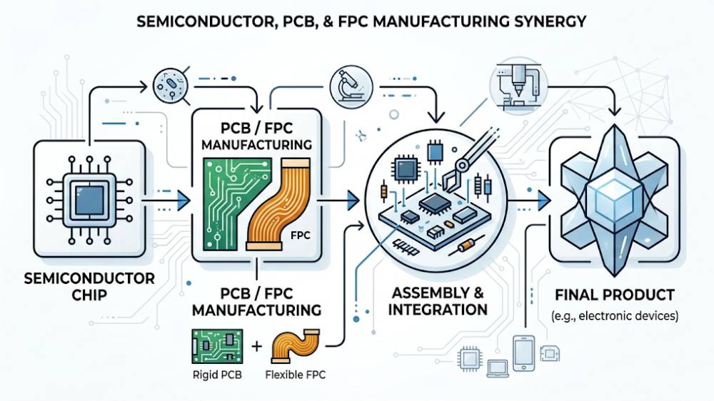 How Semiconductor, PCB, and FPC Work Together in Electronics How Semiconductor, PCB, and FPC Work Together in Electronics