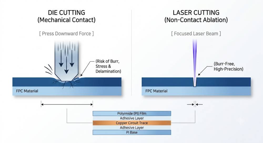 Laser Cutting vs Die Cutting for FPC Cutting: Which Is Right for Your Production?cid=10 Laser Cutting vs Die Cutting for FPC Cutting: Which Is Right for Your Production?cid=10