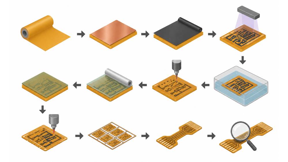 Flexible PCB Manufacturing Process: Structure, Materials and Laser Processing Flexible PCB Manufacturing Process: Structure, Materials and Laser Processing
