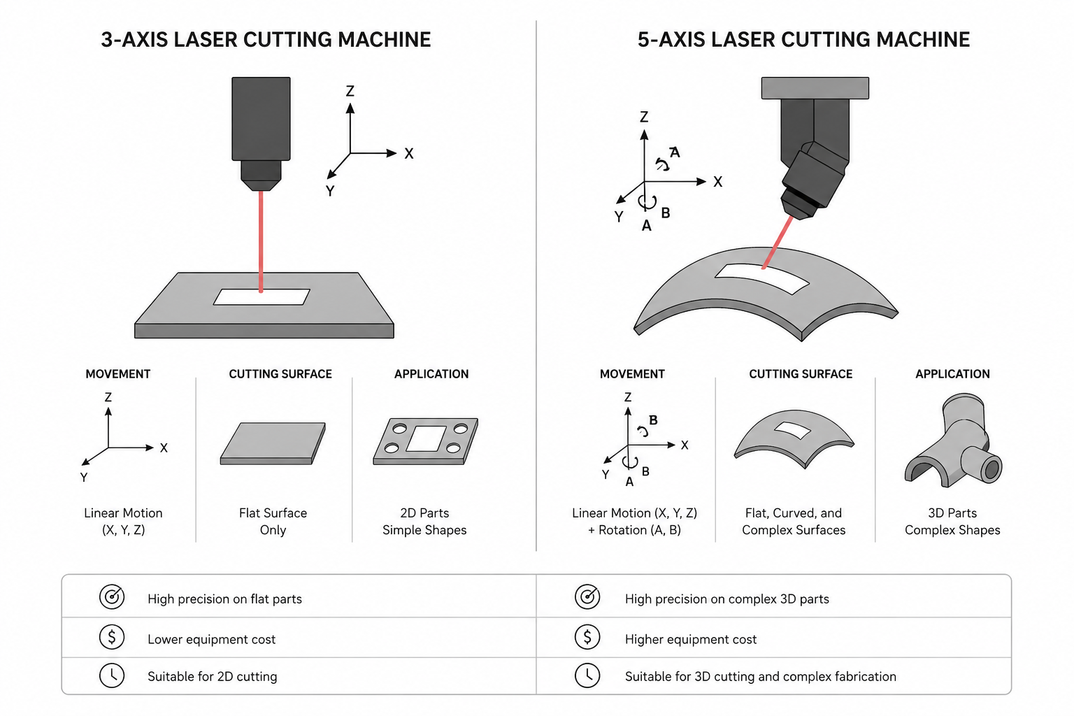 5 Axis Laser Cutting vs 3 Axis Laser Cutting: What Is the Difference? 5 Axis Laser Cutting vs 3 Axis Laser Cutting: What Is the Difference?