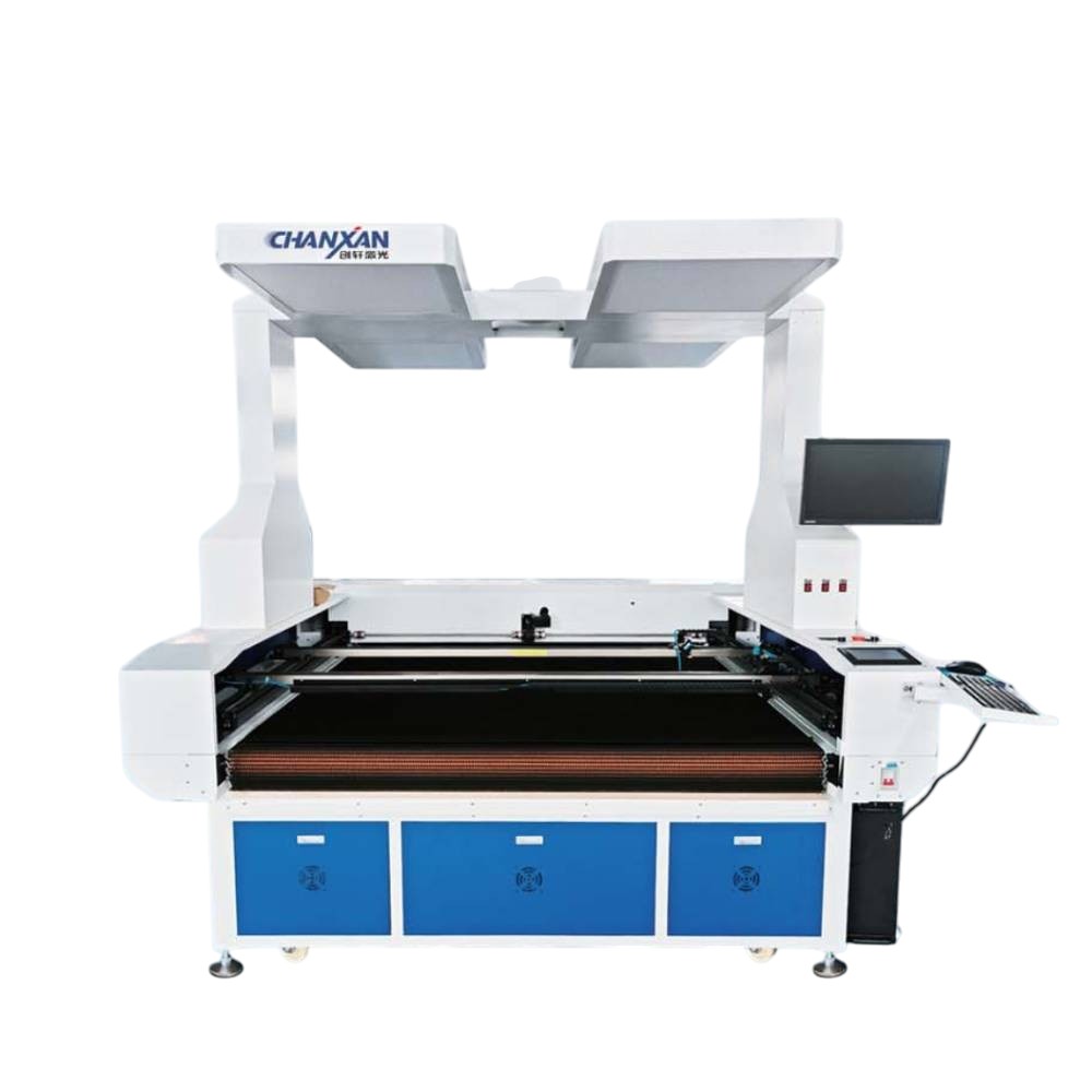 Máquina automática de corte a laser para tecidos com reconhecimento de câmera