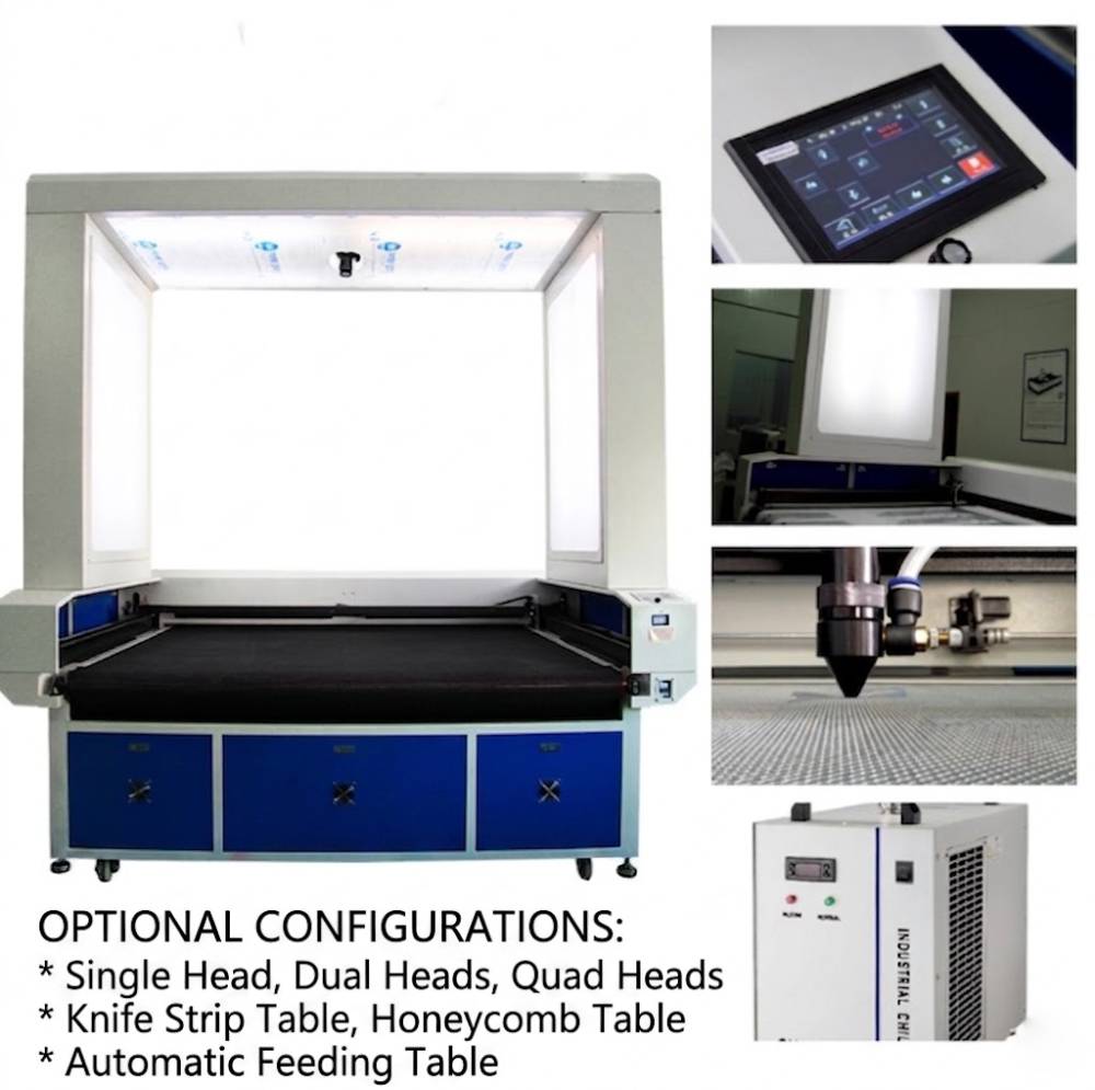 Máquina automática de corte a laser para tecidos com reconhecimento de câmera